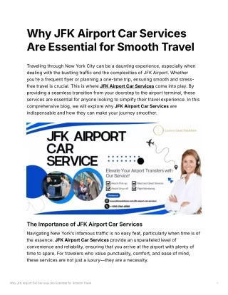 Why JFK Airport Car Services Are Essential for Smooth Travel