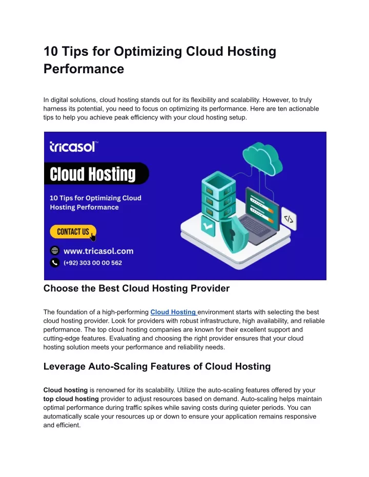 10 tips for optimizing cloud hosting performance