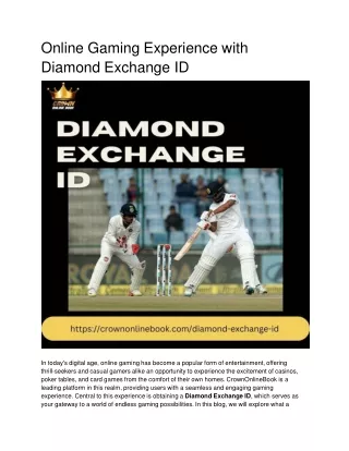 online gaming experience with diamond exchange id