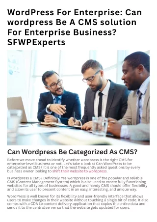 wordpress for enterprise can wordpress