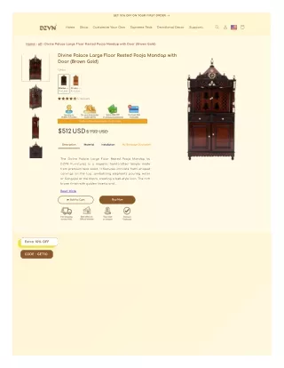 Divine Palace Large Floor Rested Pooja Mandap with Door
