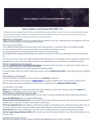 Steps to Register as Self Employed With HMRC in UK