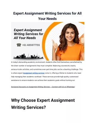 expert assignment writing services for all your