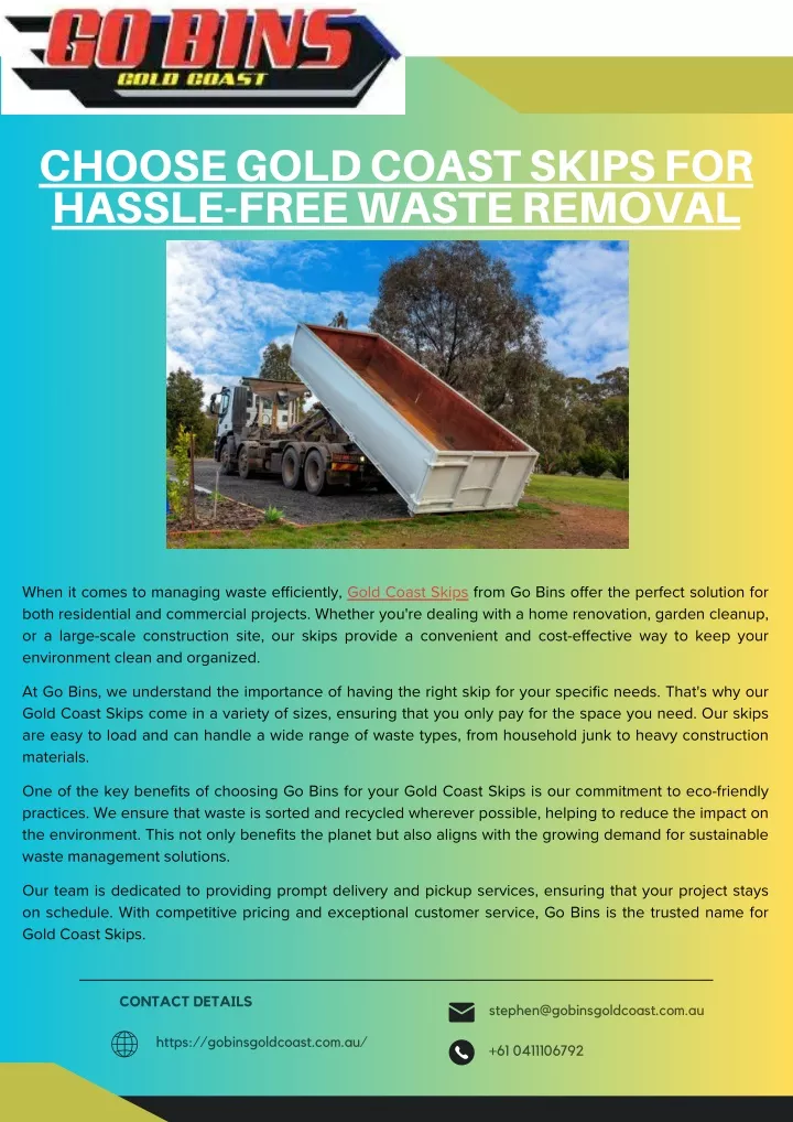 choose gold coast skips for hassle free waste