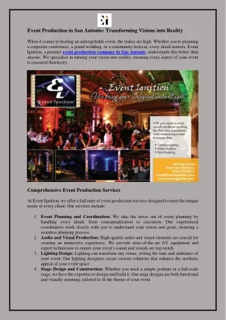 event production in san antonio transforming