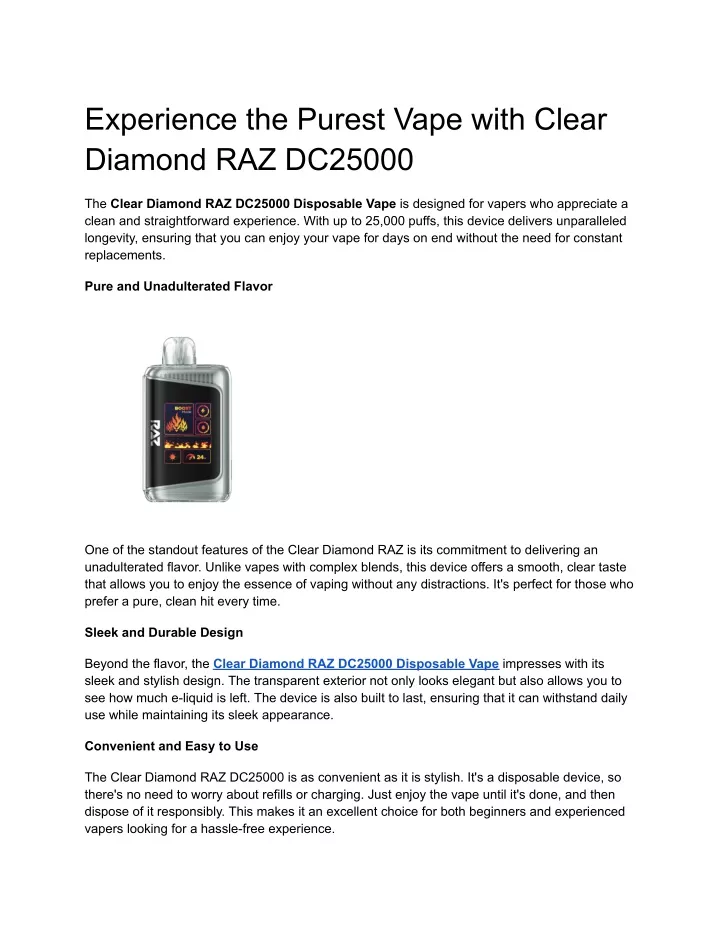 experience the purest vape with clear diamond