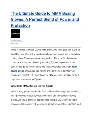 The Ultimate Guide to MMA Boxing Gloves_ A Perfect Blend of Power and Protection