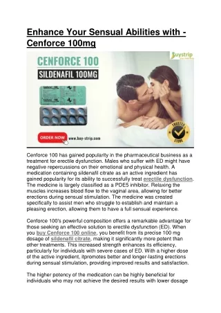 Enhance Your Sensual Abilities with Cenforce 100mg