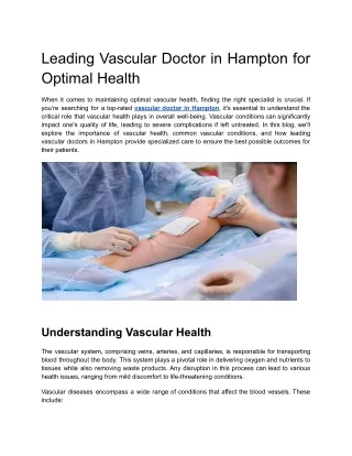 Leading Vascular Doctor in Hampton for Optimal Health