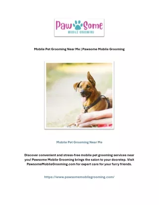 Mobile Pet Grooming Near Me | Pawsome Mobile Grooming