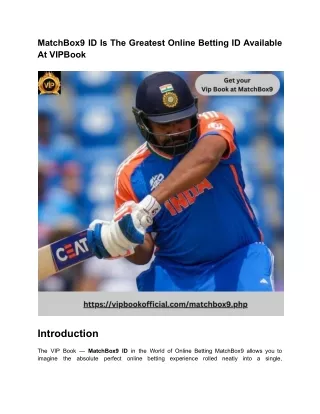 MatchBox9 ID Is The Greatest Online Betting ID Available At VIPBook