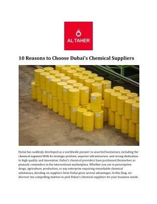 10 Reasons to Choose Dubai's Chemical Suppliers