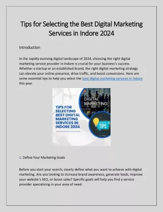 Tips for Selecting the Best Digital Marketing Services in Indore 2024