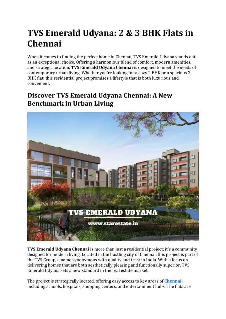 tvs emerald udyana 2 3 bhk flats in chennai