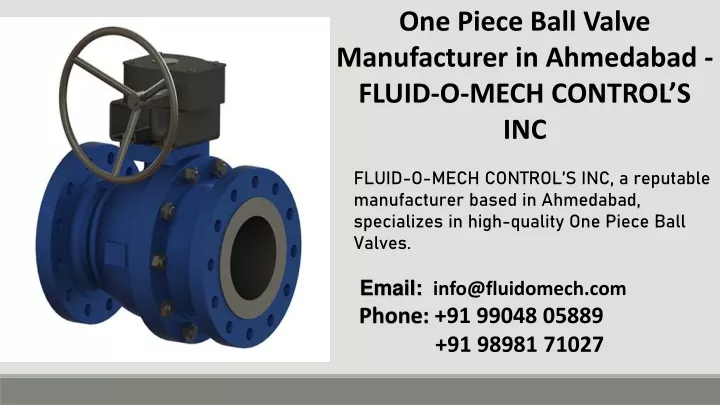 one piece ball valve manufacturer in ahmedabad