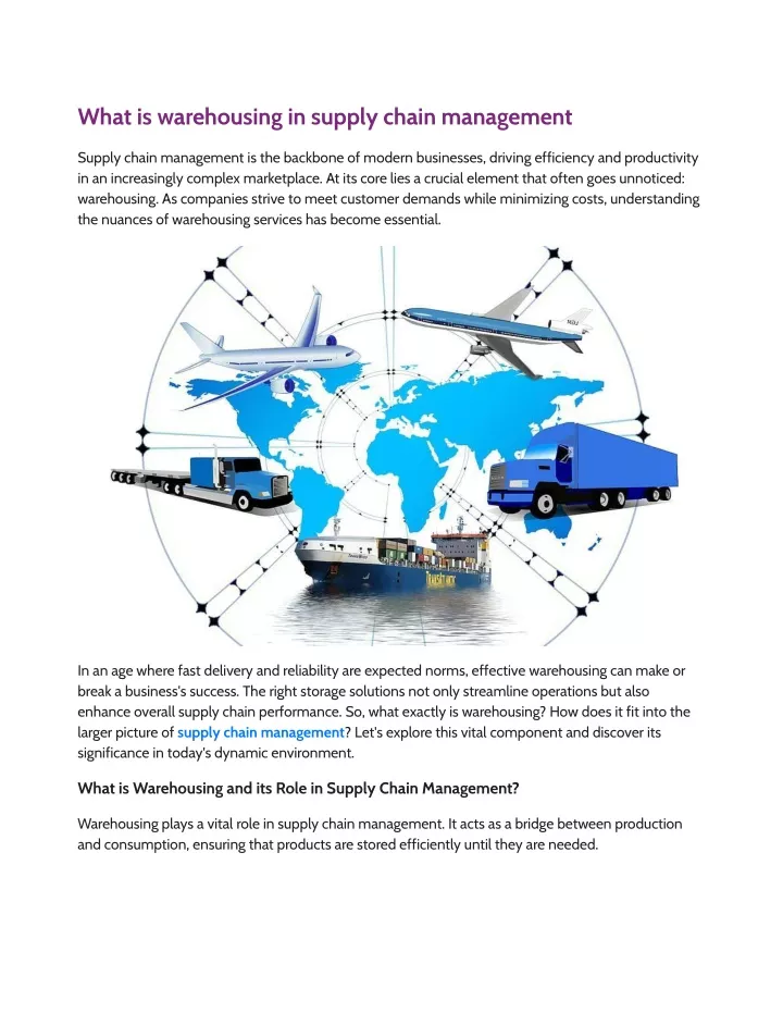 what is warehousing in supply chain management