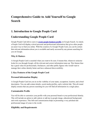Comprehensive Guide to Add Yourself to Google Search