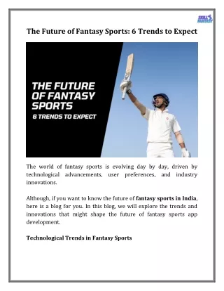 Fantasy Sports Trends in 2024 and Beyond