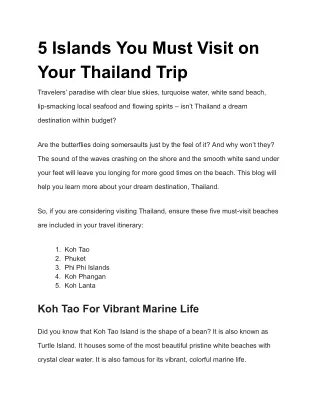 5 Islands You Must Visit on Your Thailand Trip (1)