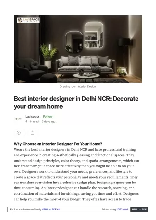 Best Interior Design in Delhi NCR: Transforming Spaces with Style and Precision