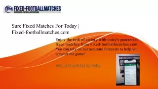Sure Fixed Matches For Today  Fixed-footballmatches.com