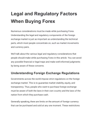 Legal and Regulatory Factors When Buying Forex