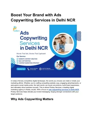 Boost Your Brand with Ads Copywriting Services in Delhi NCR