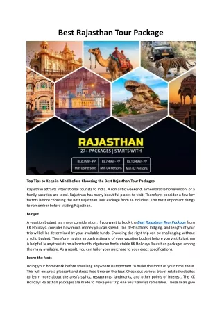 Best Rajasthan Tour Package