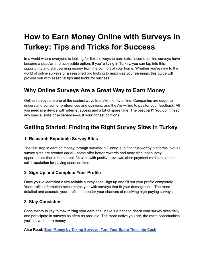 how to earn money online with surveys in turkey