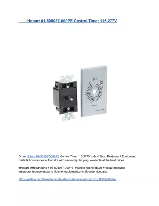 hobart 01 505037 000pe control timer 115 277v
