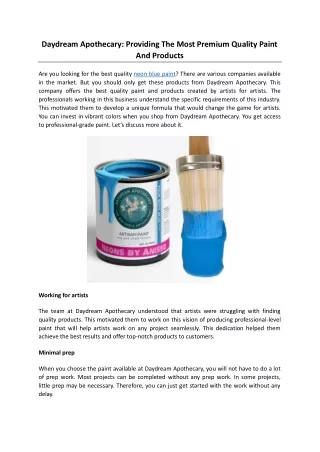 Daydream Apothecary Providing The Most Premium Quality Paint And Products