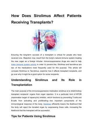 pdf How Does Sirolimus Affect Patients Receiving Transplants