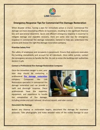 Emergency Response Tips for Commercial Fire Damage Restoration