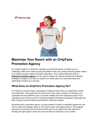 Maximize Your Reach with an OnlyFans Promotion Agency