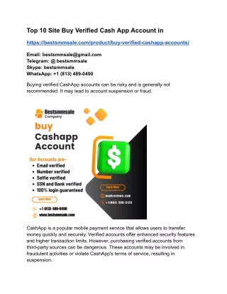 Top 10 Site Buy Verified Cash App Account in