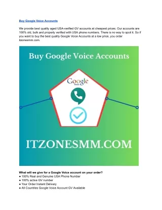 Buy Google Voice Accounts - 100% Number & Phone