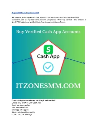 Buy Verified Cash App Account - 100% Best BTC Enabled