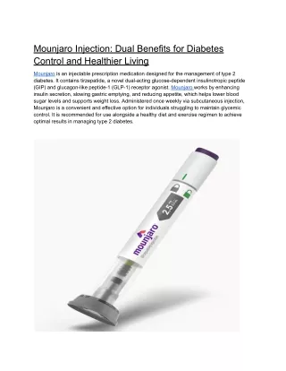 mounjaro injection dual benefits for diabetes