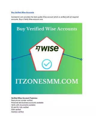 Buy Verified Wise Accounts - 100% Business Personal