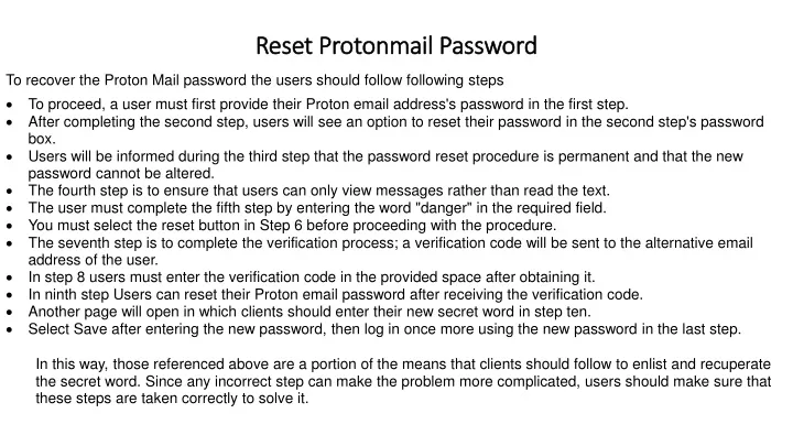 reset protonmail password