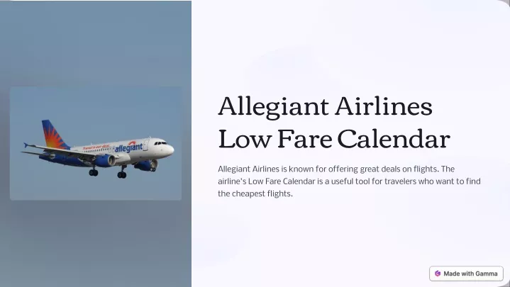 allegiant airlines low fare calendar