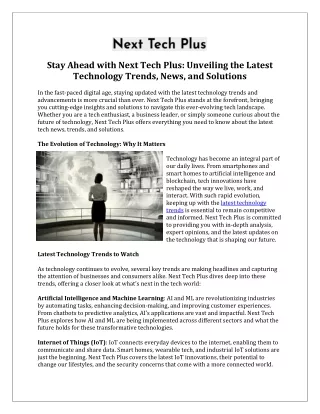 stay ahead with next tech plus unveiling