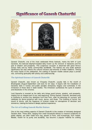Significance of Ganesh Chaturthi