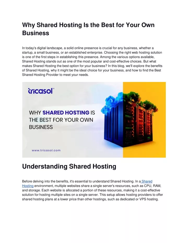 why shared hosting is the best for your