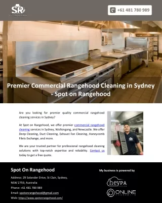 Premier Commercial Rangehood Cleaning in Sydney - Spot on Rangehood