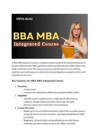 BBA MBA Integrated Course