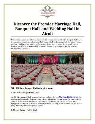 Elegant Marriage, Banquet, and Wedding Halls in Airoli