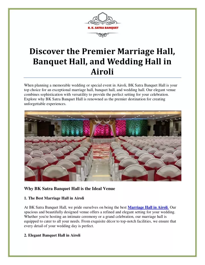 discover the premier marriage hall banquet hall