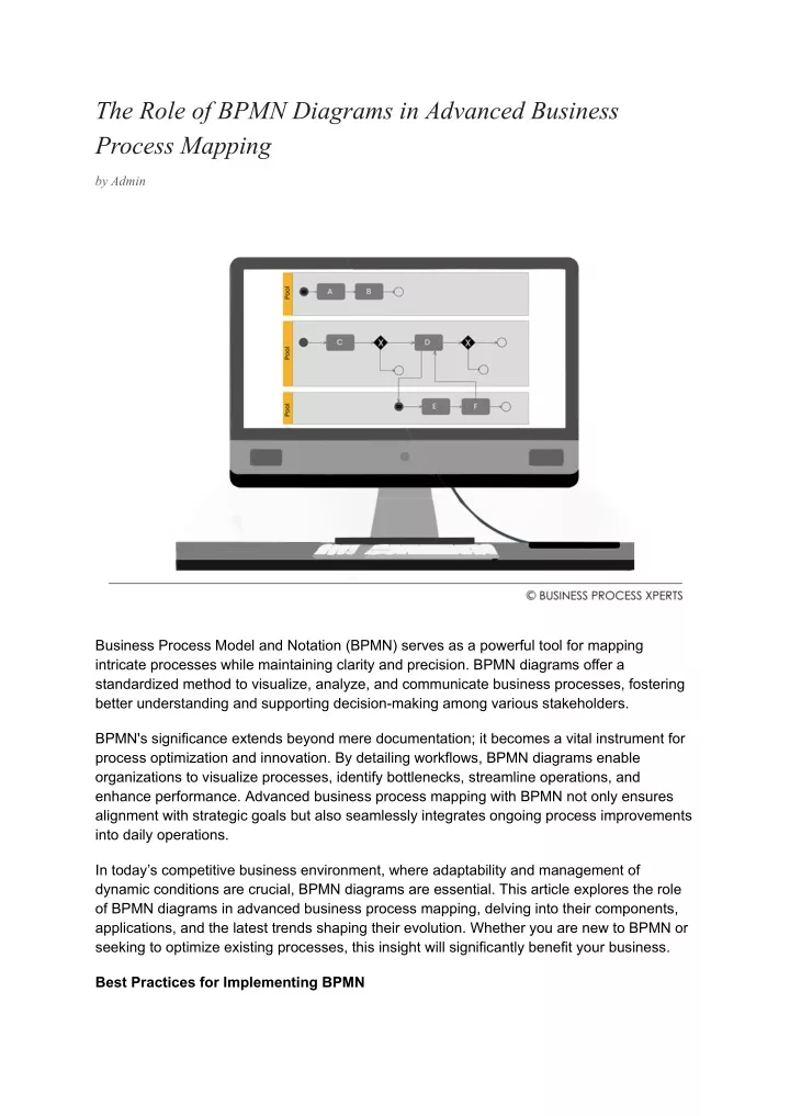 the role of bpmn diagrams in advanced business