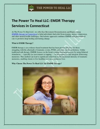 The Power To Heal LLC: EMDR Therapy Services in Connecticut